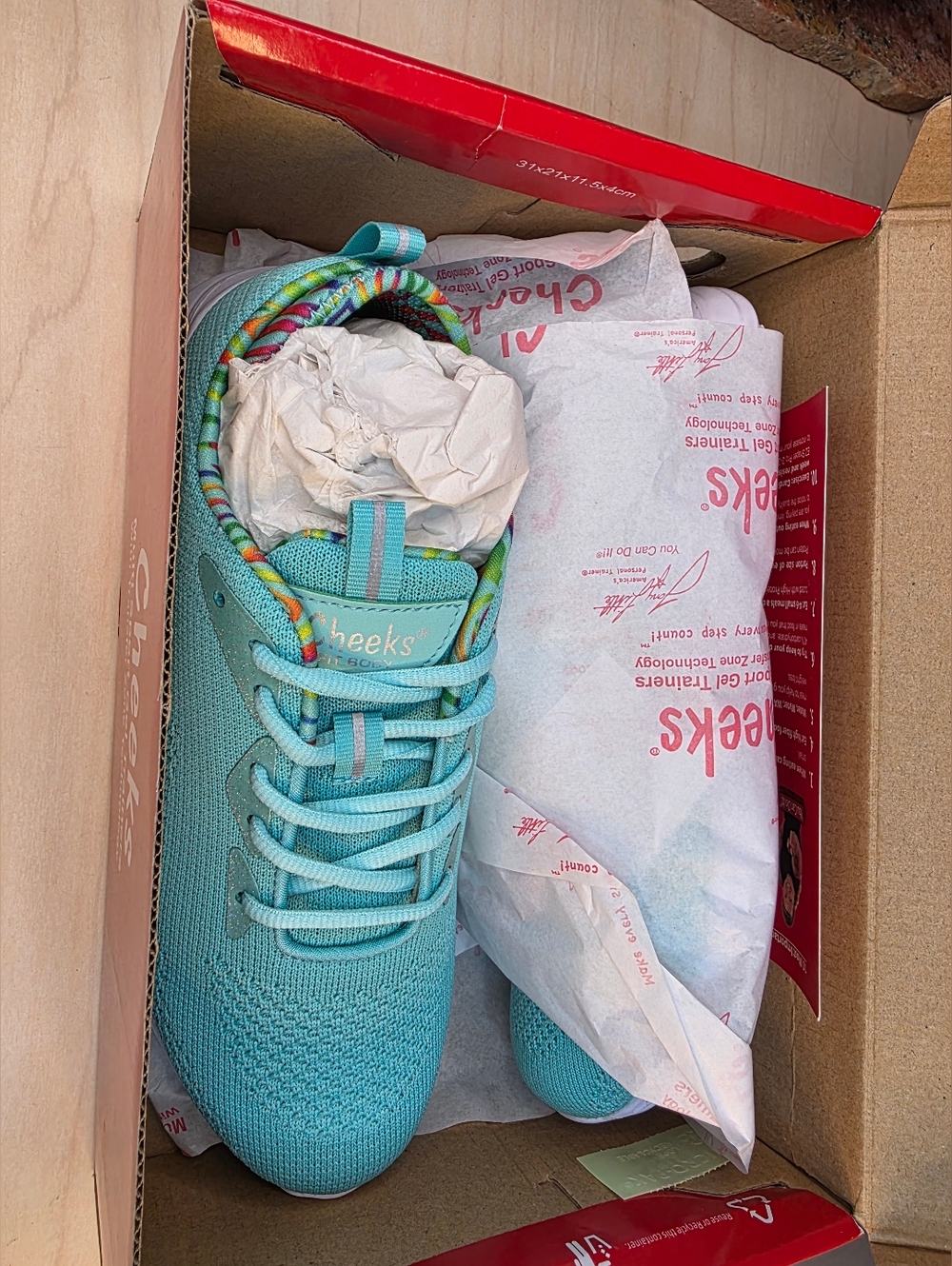 Tony Little Cheeks Multi Sport Gel Trainers Aqua Blue/Teal/Multi Size 8.5 - Picture 4 of 16